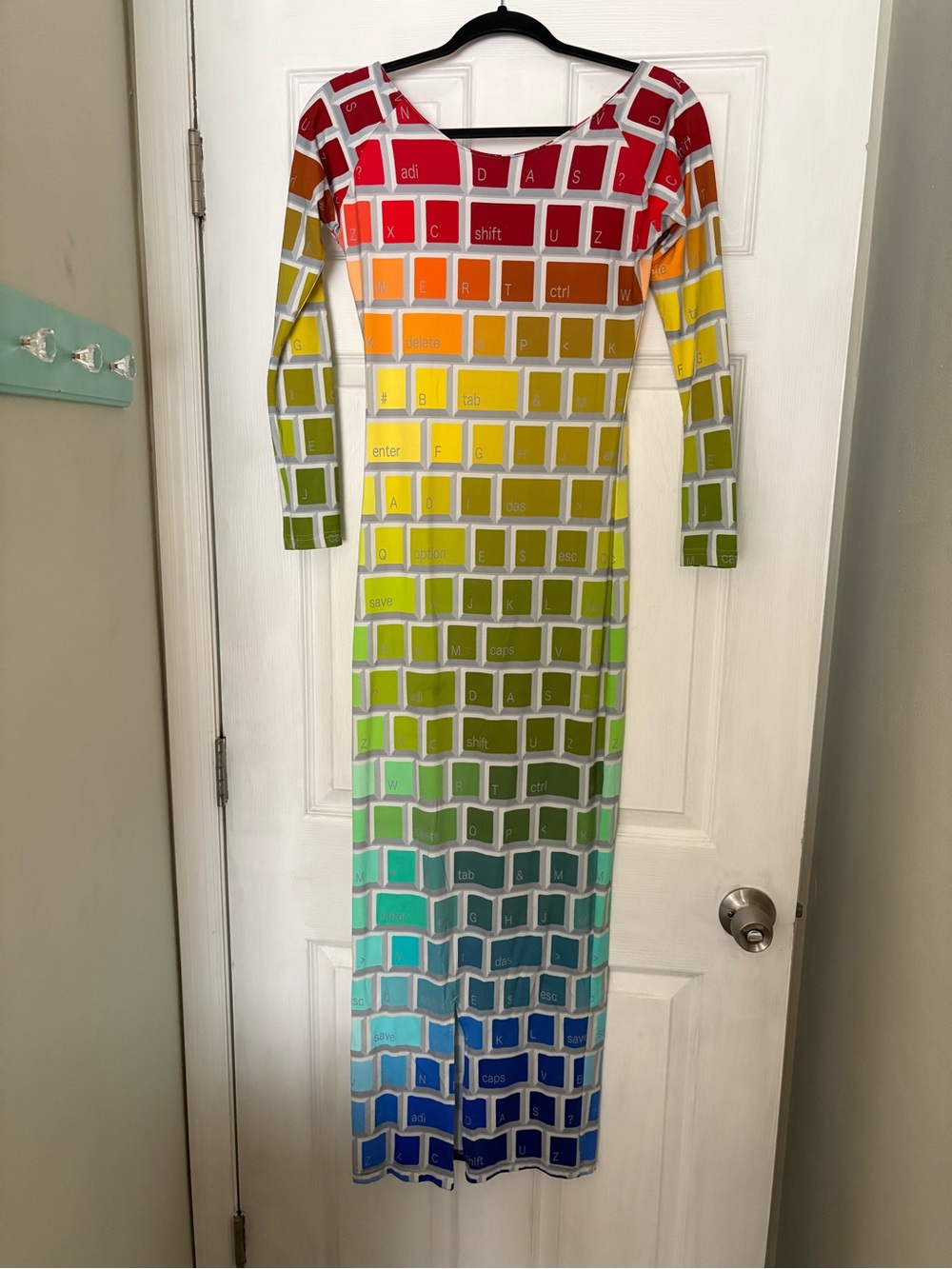 Jeremy Scott x Adidas Rainbow Keyboard-Print Long Sleeve Maxi Dress - Picture 4 of 6